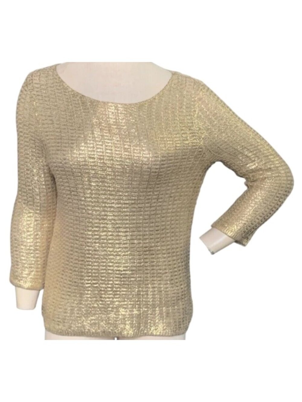 Chico’s‎ Metallic Gold Sweater Sz 1 (M/8)  #93M